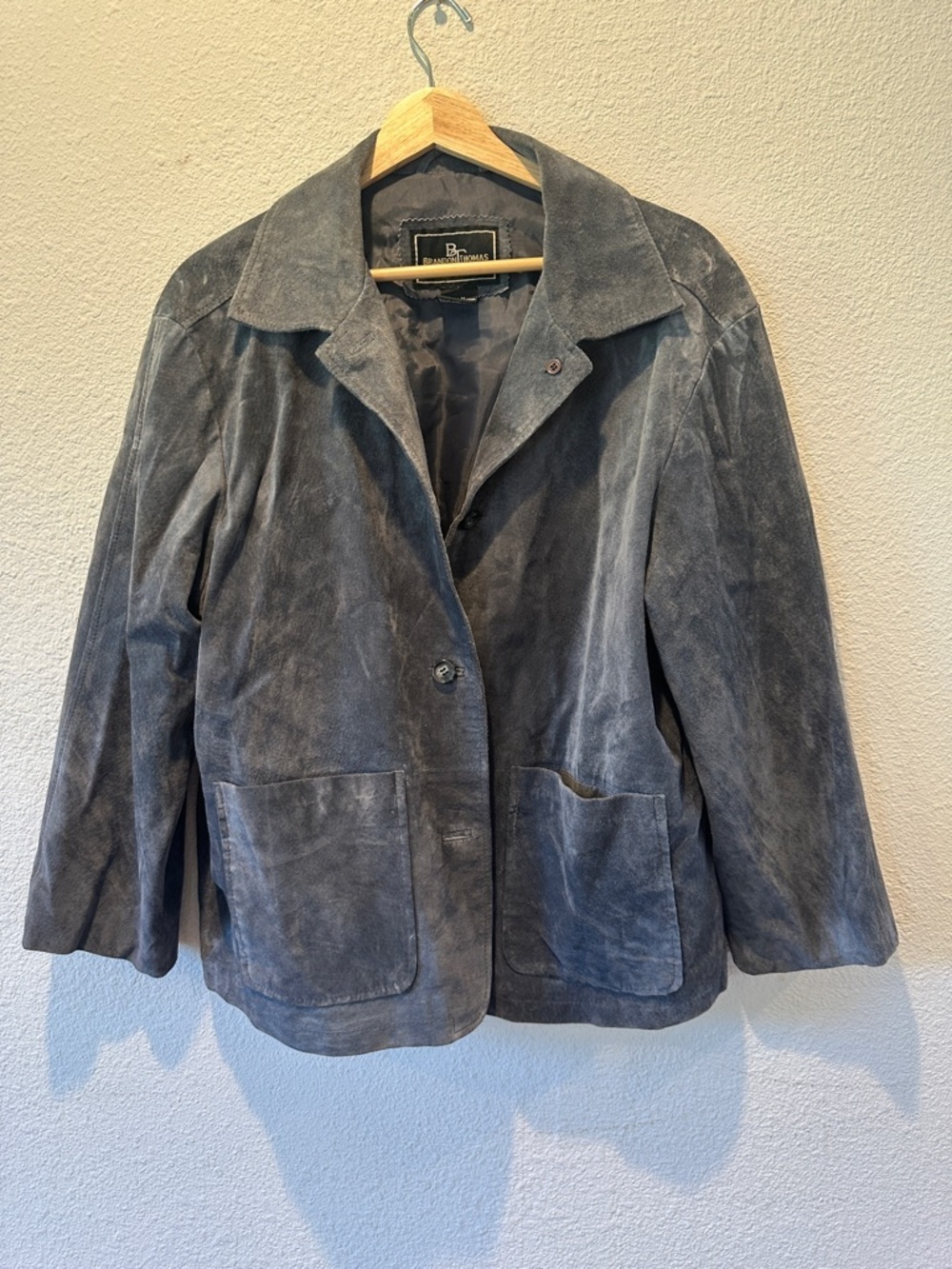 Brandon Thomas Charcoal Blue/Gray Suede Jacket